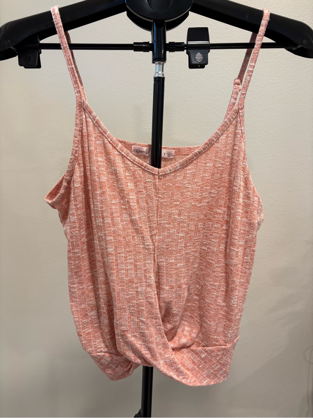 Crave Fame Peachy Pink Knit Twist-Front Cami